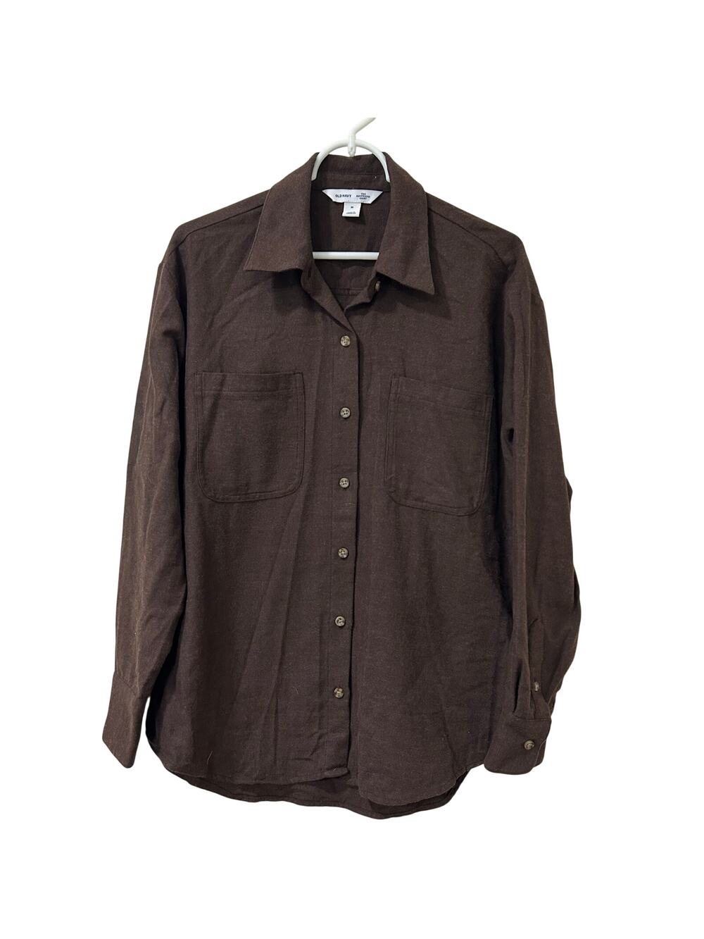 Old Navy Women’s Size Medium Earthen Brown Flannel Button Down Boyfriend Shirt